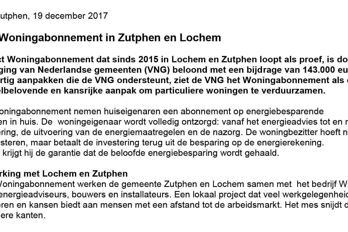 Succes Woningabonnement in Zutphen en Lochem